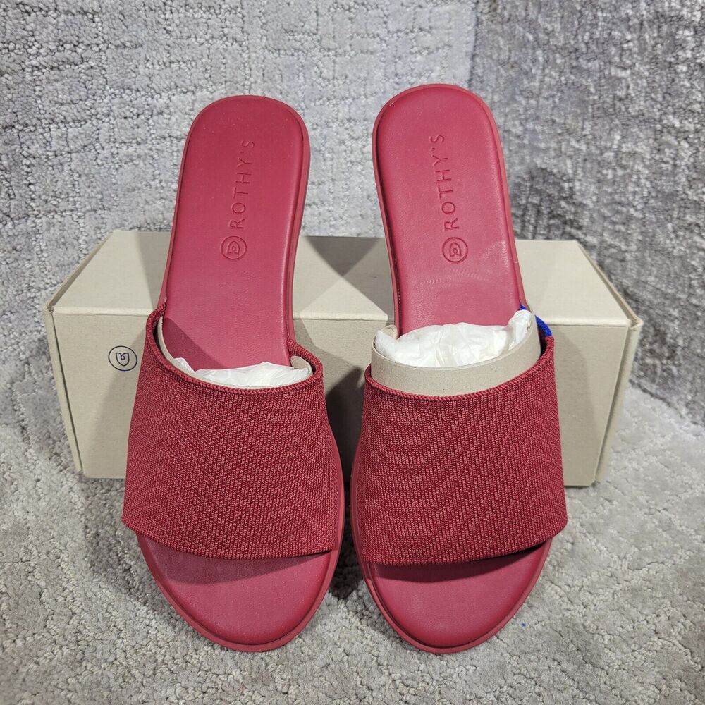 Rothy’s The Slide Red Sangria Comfortable Flat Sandals Women’s Multiple Sizes